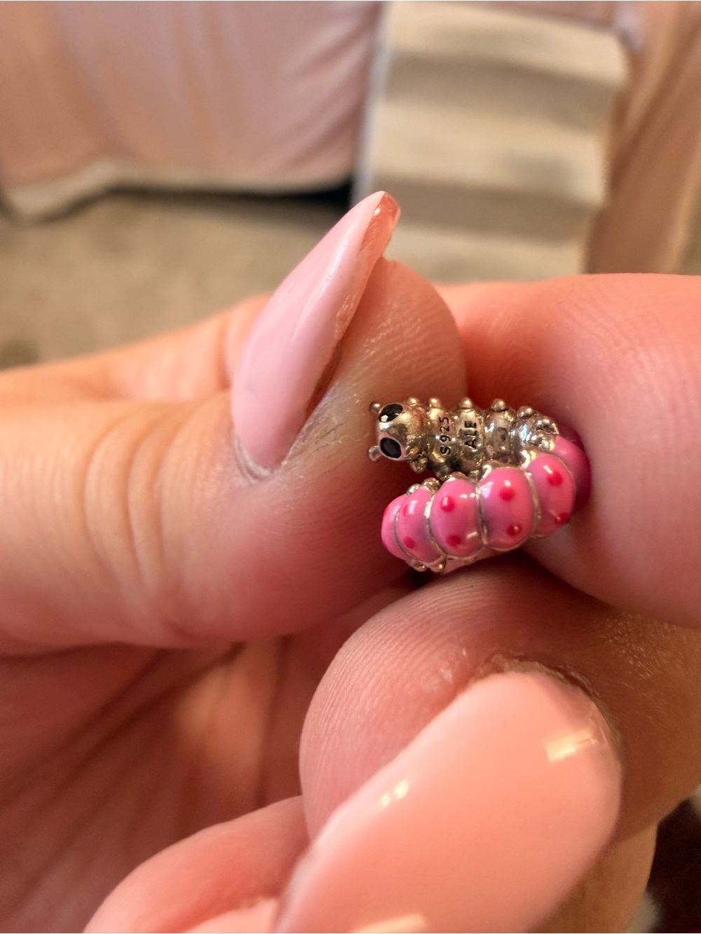 Pandora Pink Enamel Caterpillar Charm NEVER WORN - Picture 4 of 4